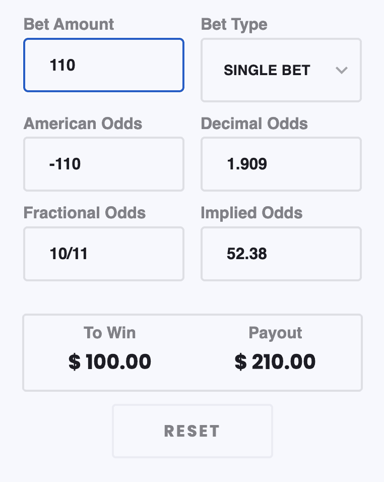 Sports betting odds: Odds converter