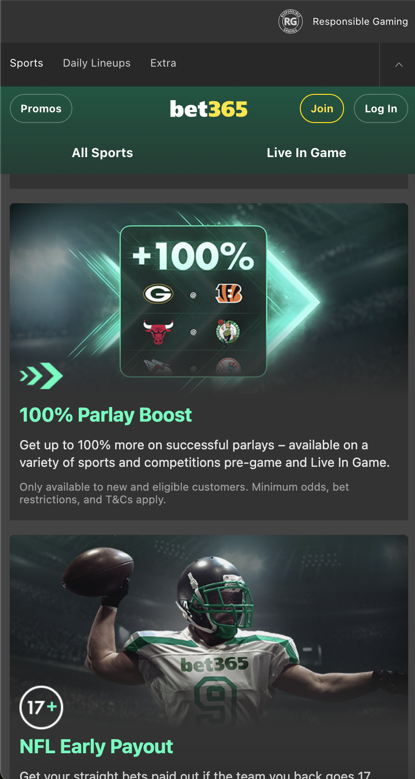 Bet365 NC promos