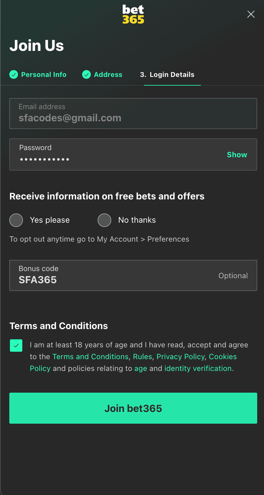 Bet365 north carolina bonus code SHARP365