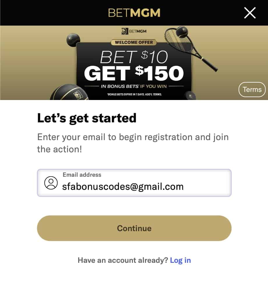 BetMGM Michigan sign up page
