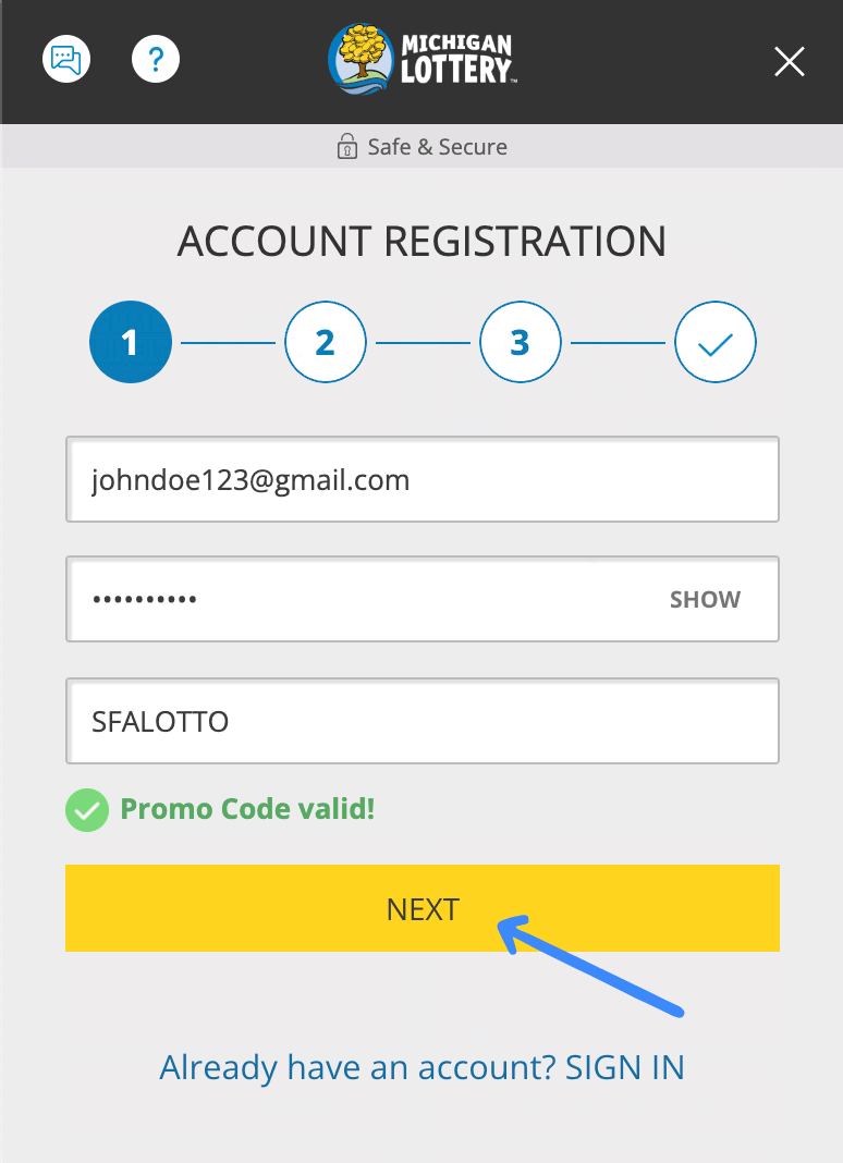 Michigan Lottery promo code sign up