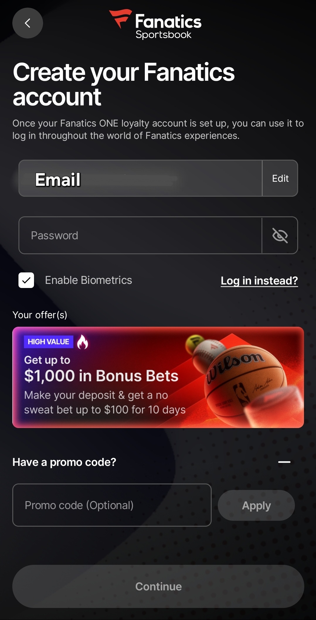 Fanatics sportsbook sign up and registration